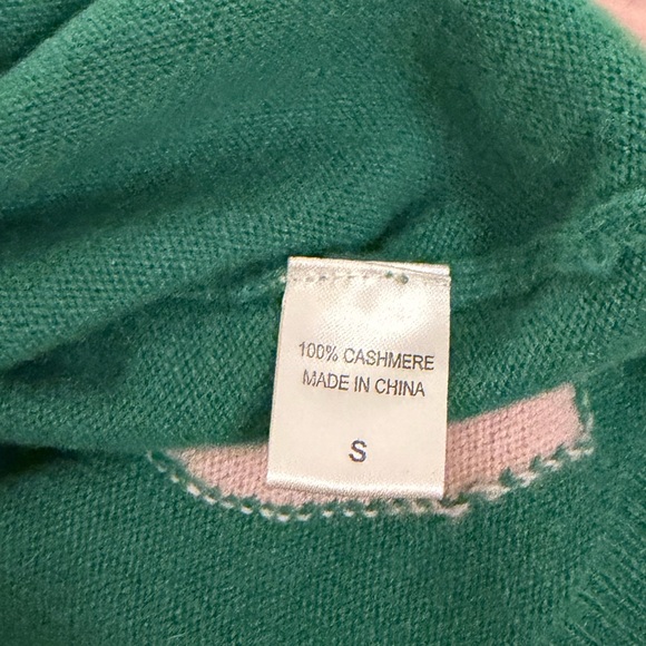 JUICY COUTURE CASHMERE ARGYLE WOMENS SWEATER GREEN PINK SIZE SMALL - Picture 9 of 9